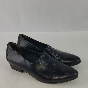 Paul Green Black Leather Slip On Women's Shoes